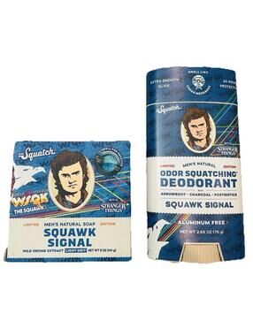Dr Squatch Stranger Things Squawk Signal Deodorant & Bar Soap Set - NEW